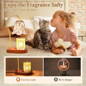 Flower Candle Warmer Lamp Gold with 2*50W Bulbs, Candle Warmer Lamp with timer, Flower Candle Warmer Lamp Dimmable, Wax Melt Warmer Electric Candle Warmer Lamp, Candle Wax Warmer Light Christmas Gifts