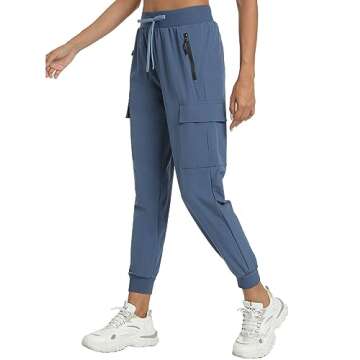 Womens Cargo Pants with Pocket Quick Dry Workout Athletic Joggers Drawstring Travel Casual Outdoor C...