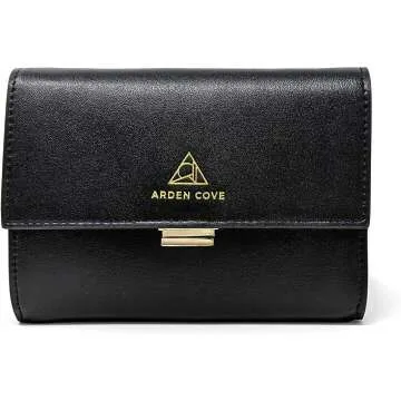 Arden Cove RFID-Blocking Passport Wallet in Black Gold