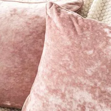 Luxury Crushed Velvet Pink Throw Pillow Covers Pack of 2