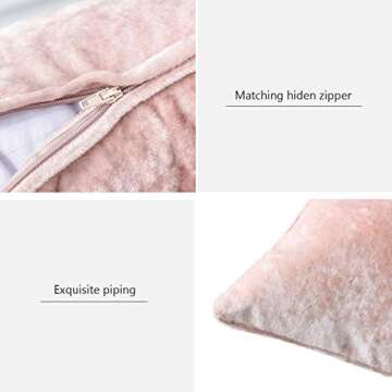 Luxury Crushed Velvet Pink Throw Pillow Covers Pack of 2