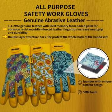 MSUPSAV Spandex Gardening Gloves with Touchscreen Feature - Perfect Gift for Women, Durable Daisy De...