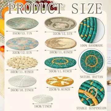 Stylish 11 Pcs Boho Wall Basket Set - Multi Sizes for Home