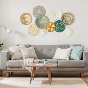Stylish 11 Pcs Boho Wall Basket Set - Multi Sizes for Home