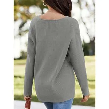 Imily Bela Stylish Deep V Neck Oversized Sweater for Women