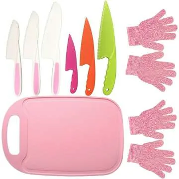Kids Safe Knife Set with Gloves & Board – Cooking Fun!