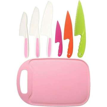 Kids Safe Knife Set with Gloves & Board – Cooking Fun!