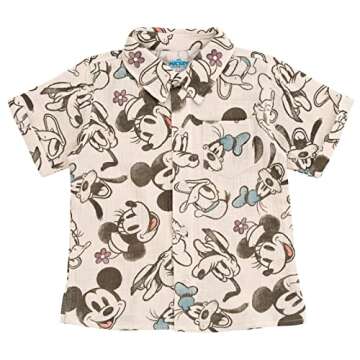 Disney Mickey Goofy Donald Duck Toddler Boys Cotton Gauze Button Down Dress Shirt and Shorts Outfit Set 2T