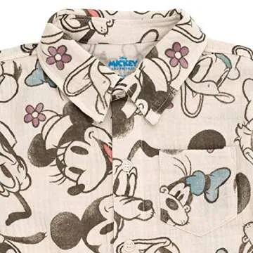 Disney Mickey Goofy Donald Duck Toddler Boys Cotton Gauze Button Down Dress Shirt and Shorts Outfit Set 2T
