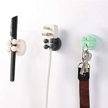 PIMUWPU Silicone Shower Holders, Waterproof self Adhesive Hook for Toothbrush Razor and Small Items, Multi-Function Hooks for Kitchen Office and Bathroom(Black)