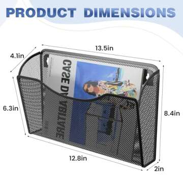 MINDEPOT 3 Pack Mesh Hanging Wall File Holders, Vertical Mounted File Holder, Wall Basket Mail Organ...