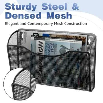 MINDEPOT 3 Pack Mesh Hanging Wall File Holders, Vertical Mounted File Holder, Wall Basket Mail Organizer for Office, Home and School