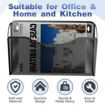 MINDEPOT 3 Pack Mesh Hanging Wall File Holders, Vertical Mounted File Holder, Wall Basket Mail Organizer for Office, Home and School