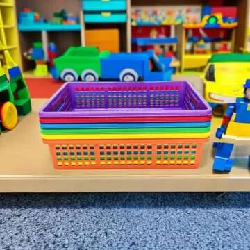 6 Pack Plastic Turn in Paper Trays for Classroom, Colorful Storage Bin Basket Organizers for School Supplies, Classroom Organization and Storage Paper Tray Holds 4A Paper