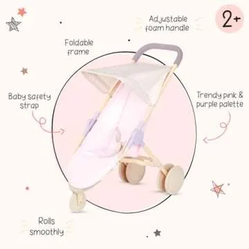 LullaBaby 14-inch Realistic Baby Doll Diaper & Care Accessories Bundle Brown Eyes & Soft Body Pretend Play Toys Baby Doll & Jogging Stroller Set Kids Ages 2 Years Old & Up