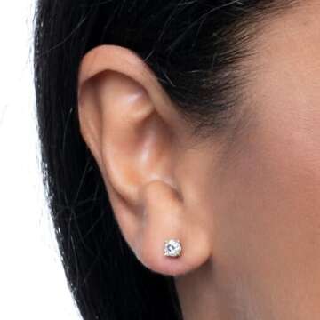 Solitaire Lab Grown Diamond Stud Earrings in 14k Gold