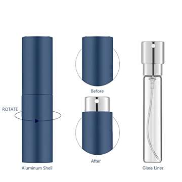 Lil Ray 8ML Portable Perfume Atomizer (2 PCS) Refilable Empty Mini Spray Bottle for Travel Pocket Cologne Liquid Sprayer (Matte Black&Blue)