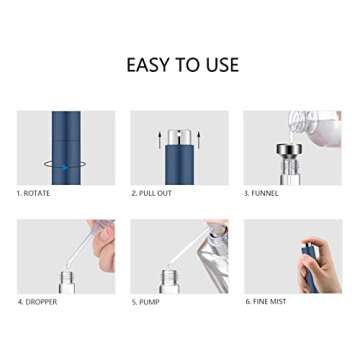 Lil Ray 8ML Portable Perfume Atomizer (2 PCS) Refilable Empty Mini Spray Bottle for Travel Pocket Cologne Liquid Sprayer (Matte Black&Blue)