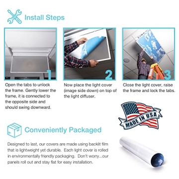 OCTO LIGHTS Fluorescent Light Covers - Reduce Glare & Enhance Style