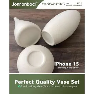 White Vases Home Decor Set-Ceramics Flower Vase Decorative, Modern Boho Decorations for Living Room Tv Stand Table Fireplace Mantle - Kitchen or Bedroom Shelf - Dining Room Centerpieces (Matte White)