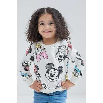 Cozy Disney Mickey Mouse Toddler Girls Sweatshirt with Donald Duck and Daisy Duck
