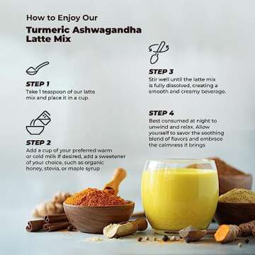 Go-Yogik Golden Milk with Turmeric Ashwagandha Ginger Black Pepper Ceylon Cinnamon Latte Mix - 50 Servings / 3.5oz | Caffeine Free, Gluten Free, Vegan, Unsweetened, No Additives