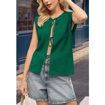 Yousify Women’s Front Tie Sweater Vest - Stylish & Versatile