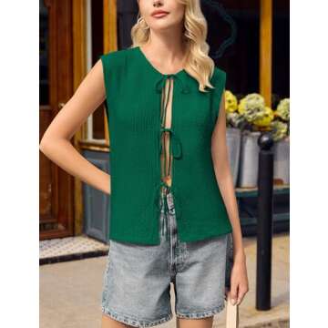 Yousify Women’s Front Tie Sweater Vest - Stylish & Versatile
