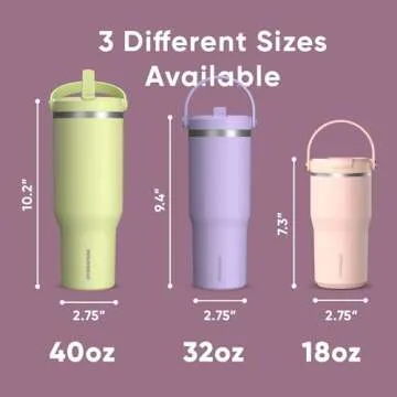 Hydrapeak Nomad 40 oz Tumbler with Handle and Straw Lid, Leakproof, Double Insulated, 40oz Cup Stainless Steel (Fuchsia)