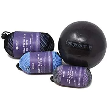 Yoga Tune Up Set of Various Ball Sizes and Colors - Original Tune up Balls, Plus Balls, Alpha Twins Set and Coregeous Ball Packaged in a Black Backpack Tote