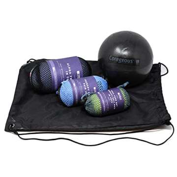 Yoga Tune Up Set of Various Ball Sizes and Colors - Original Tune up Balls, Plus Balls, Alpha Twins Set and Coregeous Ball Packaged in a Black Backpack Tote