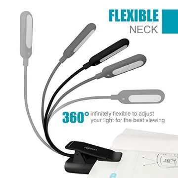 VAVOFO Rechargeable Reading Light, 7 LEDs with 9 Color Temperature 9 Brightness Levels Clip On Book Light for Reading in Bed with Power Indicator for Bookworms (Black)