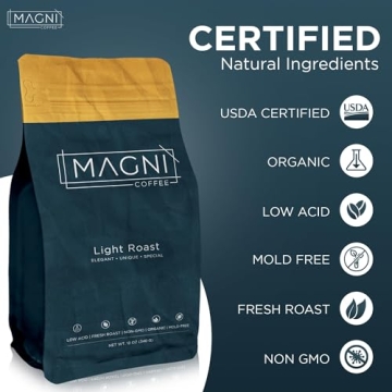 Magni Coffee Light Roast Whole Beans Low Acid Organic