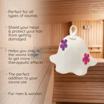 Halsa Sauna Hat - Natural Wool Sauna Cap for Men & Women | Eco-Friendly Insulating Headgear for Spa,...