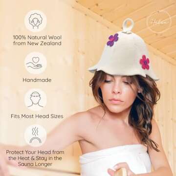Halsa Sauna Hat - Natural Wool Cap for Men & Women | Eco-Friendly Spa Accessory | One Size