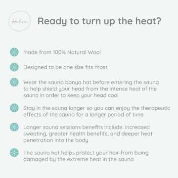 Halsa Sauna Hat - Natural Wool Cap for Men & Women | Eco-Friendly Spa Accessory | One Size