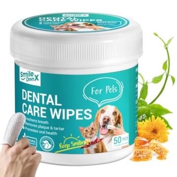 SmileDenX Dog & Cat Dental Wipes – Easy Teeth Cleaning Solution (50 Wipes)