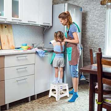 Dyforce Folding Step Stool 9", Kids Step Stool, Heavy Duty Step Stools for Adults, Compact Foot Stools, Light-Weight Toddler Step Stool for Kitchen, Bathroom, Holds Up to 300 lbs (White)
