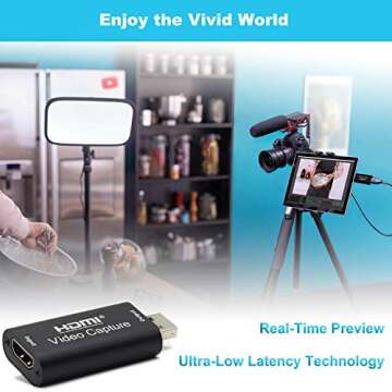 BlueAVS HDMI to USB Video Capture Card 1080P for Live Video Streaming Record via DSLR Camcorder Action Cam - Capture 1080P@30Hz (Metal-Black)