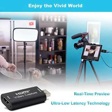 BlueAVS HDMI to USB Video Capture Card 1080P for Live Video Streaming Record via DSLR Camcorder Action Cam - Capture 1080P@30Hz (Metal-Black)