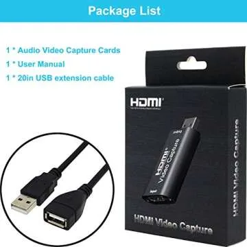 BlueAVS HDMI to USB Video Capture Card 1080P for Live Video Streaming Record via DSLR Camcorder Action Cam - Capture 1080P@30Hz (Metal-Black)