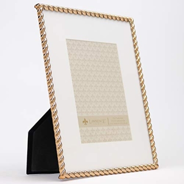Lawrence Frames Rope Design Metal Frame, 8x10, Matted 5x7, Gold