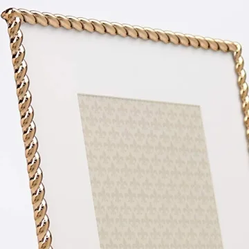 Lawrence Frames Rope Design Metal Frame, 8x10, Matted 5x7, Gold