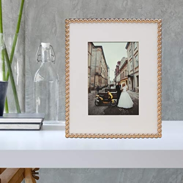 Lawrence Frames Rope Design Metal Frame, 8x10, Matted 5x7, Gold
