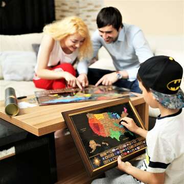 Premium Scratch Off World Map & USA Map with Flags