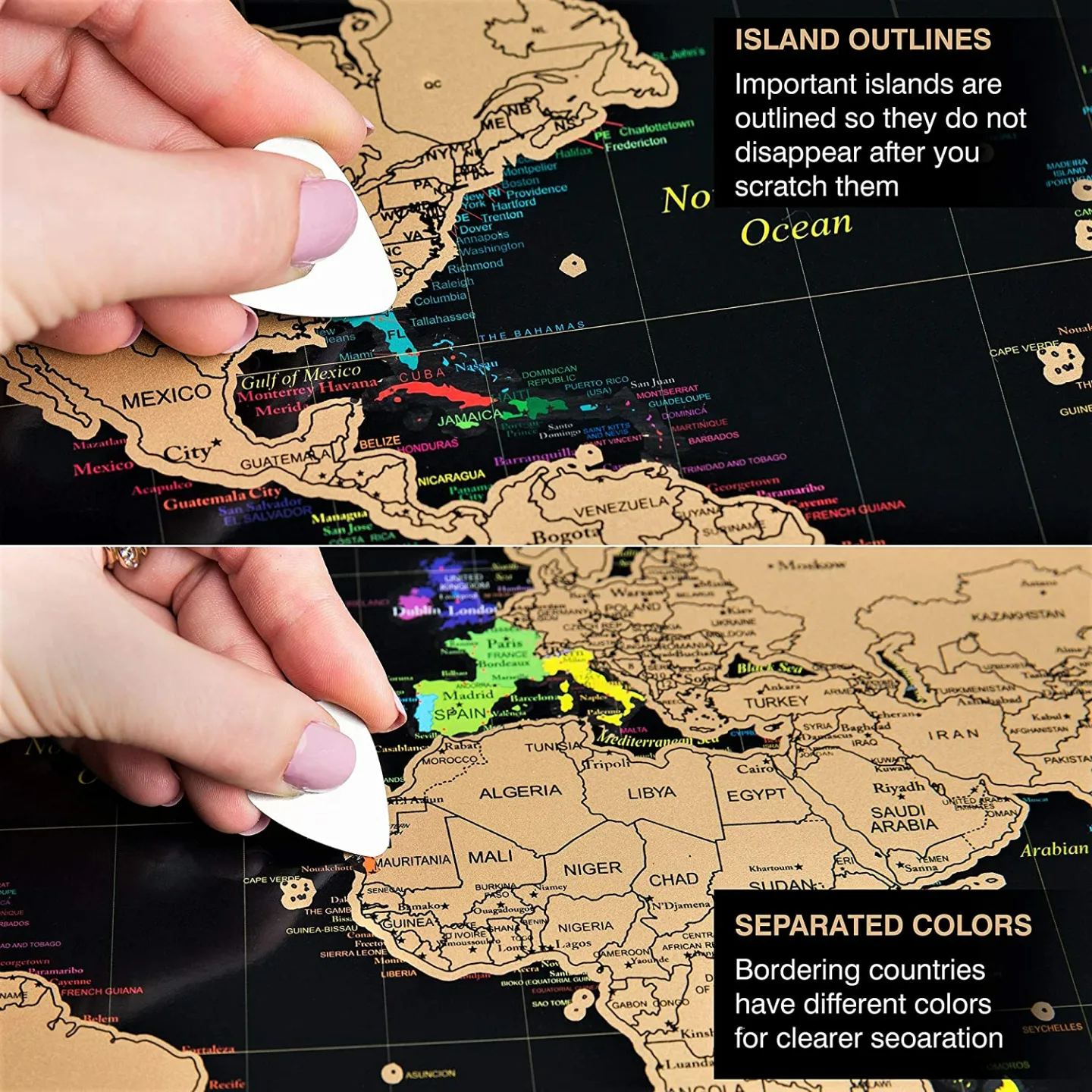 Premium Scratch Off World Map & USA Map with Flags