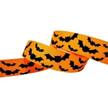 30 Yards (6 X 5 Yards) Halloween Bats Spiders Web Pattern Printed 1 Inch Grosgrain Ribbon