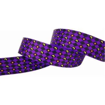 30 Yards (6 X 5 Yards) Halloween Bats Spiders Web Pattern Printed 1 Inch Grosgrain Ribbon