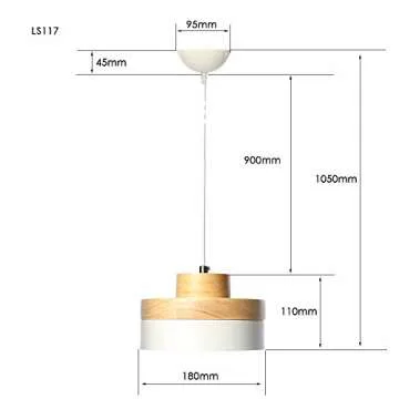 Contemporary Wooden and Metal Pendant Lighting 60W White Lampshade Industrial Lamp Shade LED Modern ...
