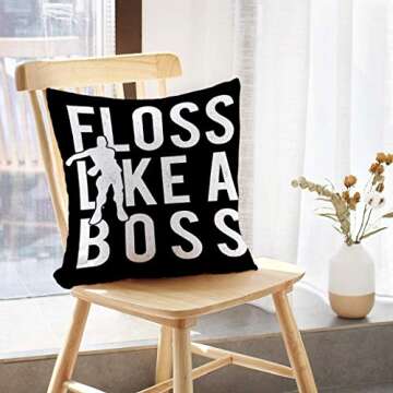 Kutita Floss Like a boss Decorative Pillow Covers, Like Art Banner Black Dance Games Live Quote Sign Symbol Shirt Throw Pillow Decor Bedroom Livingroom Sofa 18X18 inch
